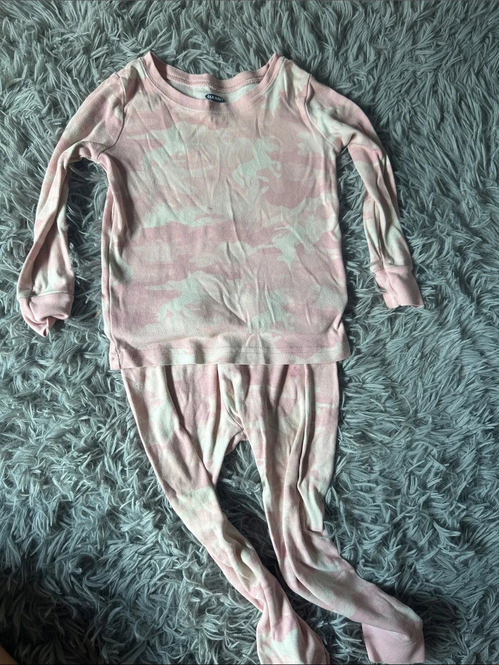 Girls Pink & Cream Camo Unicorn Pajama Set